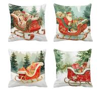 Coche de Regalo Funda Cojin 45 x 45 Juego de 4 Bosques Cojines Sofa Terciopelo Funda de Almohada Cojines Decorativos, Cojin Infantil Pillow Case Cuadrado Cushion Covers, Home Decoration a-524