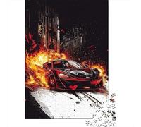 Coche Deportivo Escena de Fuego Puzzle de 1000 Piezas Papel para Adultos Estilo Ciudad Ardiente Relajación Atención Familia Regalo Decorativo 52x38cm/1000pcs