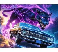 Coche Deportivo Morado Colorido Cielo Estrellado Rompecabezas 500 Piezas Cartón para Parejas Colorful Fantasy Vida Silvestre Actividad Tiempo Libre Terapia Relajación Decoración Salón Regalo Sorpresa