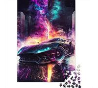 Coche Deportivo Puzzle de 1000 Piezas Papel para Adultos Noche de Ciudad Neón Juego de Puzzle 1000 Piezas Relajante Decoración Familiar Regalo 38x26cm/1000pcs