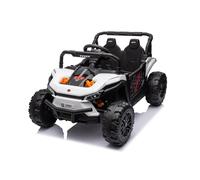 Coche eléctrico 12V para ninos con Mando a Distancia 2,4 GHz, UTV Small, Blanco, Tracción Trasera, Asiento Doble Ancho para un Solo niño, Reproductor MP3 con Entrada USB/SD, Luces LED