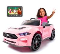 Coche eléctrico 24v Drift, Mustang Rosa con MP4, 1plaza, RC Parental, para niños hasta 6 años