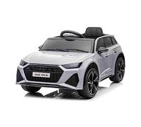 Coche Eléctrico Audi RS6, Gris, Asiento de Cuero, Puertas Que se abren, Motor 2X 25W, Batería 12 V, Mando a Distancia 2.4 GHz, Ruedas Soft EVA, Luces LED, Arranque Suave, Matrícula Original