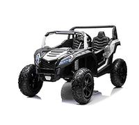 Coche eléctrico de Juguete UTV XXL 24V, Blanco, Dos Asientos en Cuero, Discos de Freno, Motor 24V, Luces LED, Ruedas de Goma inflables con suspensión Trasera, Reproductor MP3 con USB/SD y Bluetooth