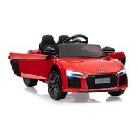 Coche eléctrico infantil Audi modelo 8 con licencia de 12 V. Control remoto, luces LED, música, suspensión, arranque seguro y diseño policial. Vehículo de batería para niños de 3 a 8 años. Color rojo.