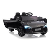 Coche Eléctrico Infantil Audi Modelo 8 de 12V con Licencia: Control Remoto,suspensión, música, LED, Arranque Suave, bocina, Puertas de Tijera. Vehículo Seguro a batería para niños de 3 a 6 año,Negro