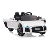 Coche Eléctrico Infantil Audi Modelo 8 de 12V con Licencia: Control Remoto, Suspensión, Música, LED, Arranque Suave, Bocina, Puertas de Tijera. Vehículo Seguro a Batería para Niños de 3 a 6 Año,Blanco