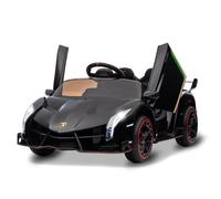Coche Eléctrico Infantil Lamborghini 12V con Licencia Oficial, Control Remoto para Padres, Puertas De Tijera, Luces LED, Reproductor MP3 y Asiento Amplio, Juguete De Batería para Niños, Negro