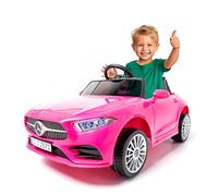 Coche eléctrico Infantil Mercedes CLS350 Rosa 12v con Asiento de Piel Ruedas de Goma Mando Parental y Luces ATAA