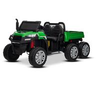 Coche eléctrico Infantil Tipo Tractor Rider 6X6 24V con tracción en Las Cuatro Ruedas (4X 200W), biplaza, Verde, batería de Litio, Ruedas EVA, Asiento Doble de Cuero sintético, Ejes con suspensión