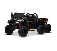 Coche eléctrico Infantil Tipo Tractor Rider 6X6 24V con tracción en Las Cuatro Ruedas (4X 200W), biplaza, Negro, batería de Litio, Ruedas EVA, Asiento Doble de Cuero sintético, Ejes con suspensión