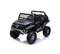 INJUSA - Coche Eléctrico Mercedes Benz Unimog 12V para Niños +3 Años | con Luces | Sonidos | MP3 y USB | Marcha Atrás | Puertas Abatibles | 6 km/h | Control Remoto | Color Negro