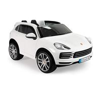 Coche Eléctrico Niños 3 Años 4 Años Porsche Cayenne 12V Blanco - Coche Batería Niños con Radio Control - Luces - Sonidos - Marcha Atrás - Apertura de Puertas - Licencia Porsche - 6 km/h - INJUSA
