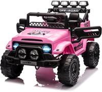 Coche eléctrico para niños, 12 V, con mando a distancia, pequeño todoterreno, con luz, música, USB, Bluetooth, puertas para abrir, suspensión y cinturón de seguridad, móvil divertido para pequeños
