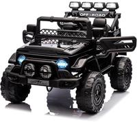 Coche eléctrico para niños, 12 V, con mando a distancia, pequeño todoterreno, con luz, música, USB, Bluetooth, puertas para abrir, suspensión y cinturón de seguridad, móvil divertido para pequeños