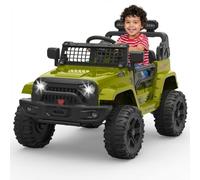 Coche Electrico para Niños 12V - Carro Electrico Infantil con Mando Remoto 2,4G, Música, 2 Velocidades y Luces LED, Antivibración, Ruedas Anchas,para Niños 3-8 Años, Verde