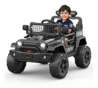 Coche Electrico para Niños 12V - Carro Electrico Infantil con Mando Remoto 2,4G, Música, 2 Velocidades y Luces LED, Antivibración, Ruedas Anchas,para Niños 3-8 Años, Negro
