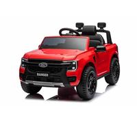 Coche eléctrico para niños 12V Ford Ranger, Rojo, Asiento de Piel, Mando 2.4 GHz, Entrada Bluetooth/USB, 2 Motores X 30W, Licencia Original