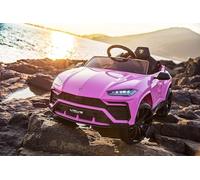 Coche eléctrico para niños 12v Lamborghini Urus, Rosa, Ruedas plásticco, Asiento plástico, 1-5 años, RC