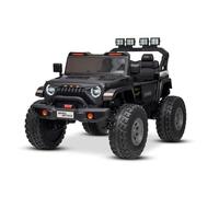Coche eléctrico para niños Beneo Motors OFFRIDE 4x4² biplaza 12V, Negro, Reproductor MP3 con Entrada USB/AUX, tracción 4x4, batería de Litio, enormes Ruedas EVA con suspensión en Las Ruedas traseras