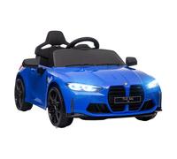Coche eléctrico para niños, bmw m4, coche de batería 12v, con mando a distancia 2,4 g, ruedas traseras con suspensión, 3-5 km/h, faros led, bocina, música, usb, motor doble, azul 51 cm