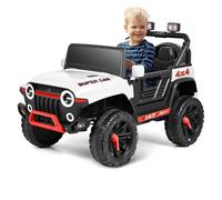 Coche Eléctrico para Niños de 3+ 12V, Vehículo Todoterreno de Batería con Control Remoto,Carga 50 kg,LED, Música y Conexión Inalámbrica, Regalo de cumpleaños para niños (Blanca