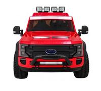 Coche eléctrico para niños Ford Super Duty 4X4 Modelo de 2 PLAZAS, batería de 24V, Vehículo Infantil con Ruedas EVA, Asiento Acolchado y Polipiel, Equipo de Sonido, SUSPENSIÓN, Color Rojo.
