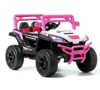 Coche eléctrico para niños hasta 4 años, con batería 12V, Buggy Todoterreno, Mando a Distancia,4x4, 4 Motores, Ruedas de Goma, Asiento Polipiel, Música y Luces, soporta hasta 30 Kilos (Rosa-Claro)