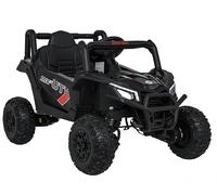 Coche eléctrico para niños hasta 4 años, con batería 12V, Buggy Todoterreno, Mando a Distancia,4x4, 4 Motores, Ruedas de Goma, Asiento Polipiel, Música y Luces, soporta hasta 30 Kilos (Negro)