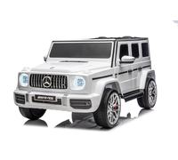 Coche eléctrico para niños Mercedes-Benz G63 AMG 4x4, Dos plazas, 24V,Bianco, Reproductor MP3 con conexión USB/AUX y Bluetooth, tracción 4x4, batería de Litio, Ruedas EVA con suspensión