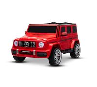 Coche eléctrico para niños Mercedes-Benz G63 AMG 4x4, dos plazas, 24V, rojo, reproductor MP3 con conexión USB/AUX y Bluetooth, tracción 4x4, batería de litio, ruedas EVA con suspensión, control remoto