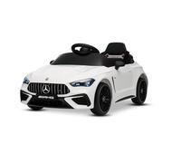 Coche eléctrico para niños Mercedes CLE 12V con tracción Trasera, Blanco, monoplaza, batería de Litio, Luces LED, Asiento Ancho, Control Remoto 2,4 GHz, Reproductor MP3 con Entrada USB/AUX