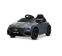Coche eléctrico para niños Mercedes CLE 12V con tracción Trasera, Gris, monoplaza, batería de Litio, Luces LED, Asiento Ancho, Control Remoto 2,4 GHz, Reproductor MP3 con Entrada USB/AUX