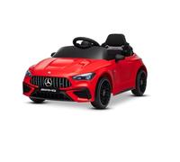 Coche eléctrico para niños Mercedes CLE 12V con tracción Trasera, Rojo, monoplaza, batería de Litio, Luces LED, Asiento Ancho, Control Remoto 2,4 GHz, Reproductor MP3 con Entrada USB/AUX
