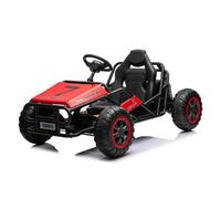 Coche eléctrico Sport-Cart 24V, Rojo, Ruedas Blandas de EVA, Asiento de Cuero sintético, Ruedas Smooth Drift, Motor 2 x 50 W, batería de 24 V, construcción de Metal Macizo