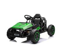 Coche eléctrico Sport-Cart 24V, Verde, Ruedas Blandas de EVA, Asiento de Cuero sintético, Ruedas Smooth Drift, Motor 2 x 50 W, batería de 24 V, construcción de Metal Macizo