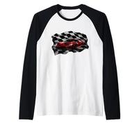 Coche exótico Rojo de Carreras Turbo Flag Race Niños Niños Hombres Camiseta Manga Raglan