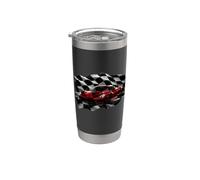 Coche exótico rojo de carreras Turbo Flag Race Niños Niños Hombres Vaso térmico de acero inoxidable de doble pared