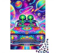 Coche Extraterrestre psicodélico Rompecabezas 1000 Piezas, Coloridos Desafío Imposible Juego Familiar Adultos Regalo Navidad Decoración 38x26cm/1000pcs
