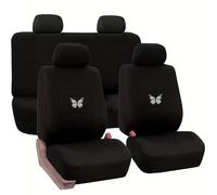 Coche Fundas Asientos para Ford Fiesta 2013 2014 2015 2016 2017 2018 2019, Tela Delanteros y Traseros Juegos De Cubreasientos Protección Protectores Accesorios,Black