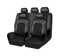 Coche Fundas Asientos para Peugeot 5008 5 Seat 2017-2022, Impermeables Cuero Delanteros Y Traseros Funda Asiento Protector,Black