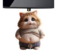 Coche Gato Gordo - Alegra Viaje Diario, Diseño Barriga Divertida Dibujos, Tamaño Compacto 8cm + Ligero 15g, Acrílico Plano - para Espejo Retrovisor & Decoración Interior