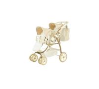 Coche Gemelar para Muñecos Reborn de París, Carrito con Bolso, 45x70x73 cm, Altura Manillar 47-77 cm, +3 Años