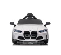 Coche infantil eléctrico BMW M4 - Licencia - Batería de 12 V7A - 2 motores - 2,4 GHz mando a distancia MP3, asiento de piel+EVA (blanco)