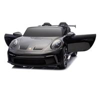 Coche Infantil Porsche 911///GT3 24V, biplaza, Negro, MP4, tracción 4x4, Cuero, EVA, 2 plazas, RC 2.4ghz, 4x4x24v, 1-8 AÑOS