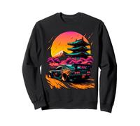Coche JDM Drifting Japón Templo Puesta de Sol Retro Sudadera