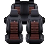 Coche Juegos Cubre Asientos Cuero para Nissan Qashqai J11 Qashqai J10 Juke X Trail T32, 5 Plazas Fundas de Asiento Todo Clima Impermeables Funda Protectora Asientos,F-Black Brown