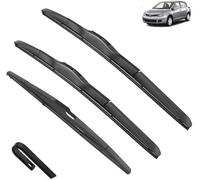 Coche Limpiaparabrisas para Nissan TIIDA C11 2004-2012 Latio Versa 24in+14in+14in, Delantera Trasera Escobilla y Brazo del Limpiaparabrisas Juego De Escobillas Accesorios,L-B/RHD