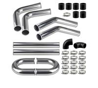 Coche Manguera Admisión Kit Tuberías Intercooler Turbo Aluminio Universal 2'' 51Mm 2,5'' 63Mm 3'' 76Mm + Mangueras Silicona + Abrazaderas Perno Tubería Aire Coche(51mm 2in black)