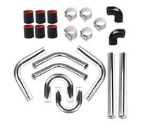 Coche Manguera Admisión Kit Tuberías Intercooler Turbo Aluminio Universal 2'' 51Mm 2,5'' 63Mm 3'' 76Mm + Mangueras Silicona + Abrazaderas Perno Tubería Aire Coche(63mm 2.5in red)